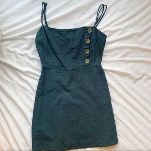 Urban Outfitters Green Riley Button Linen Dress